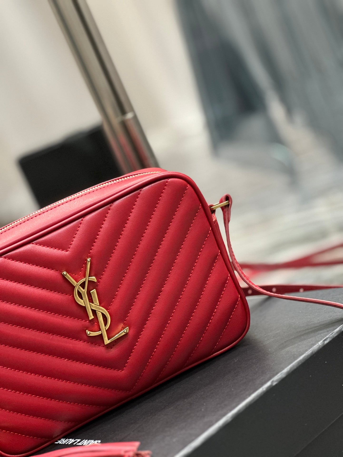 Saint Laurent Lou Camera Bag in Quilted Leather - Red