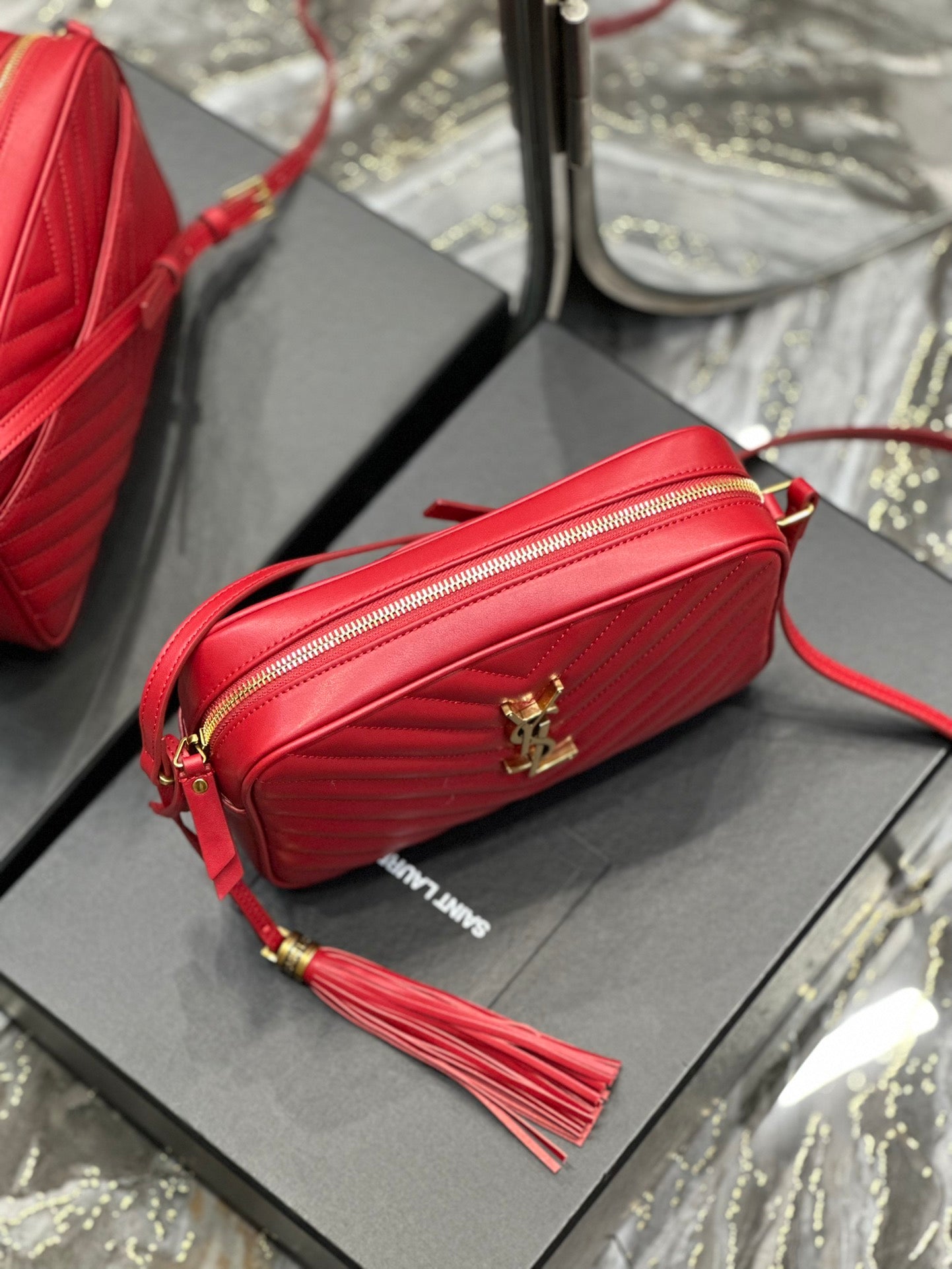 Saint Laurent Lou Camera Bag in Quilted Leather - Red