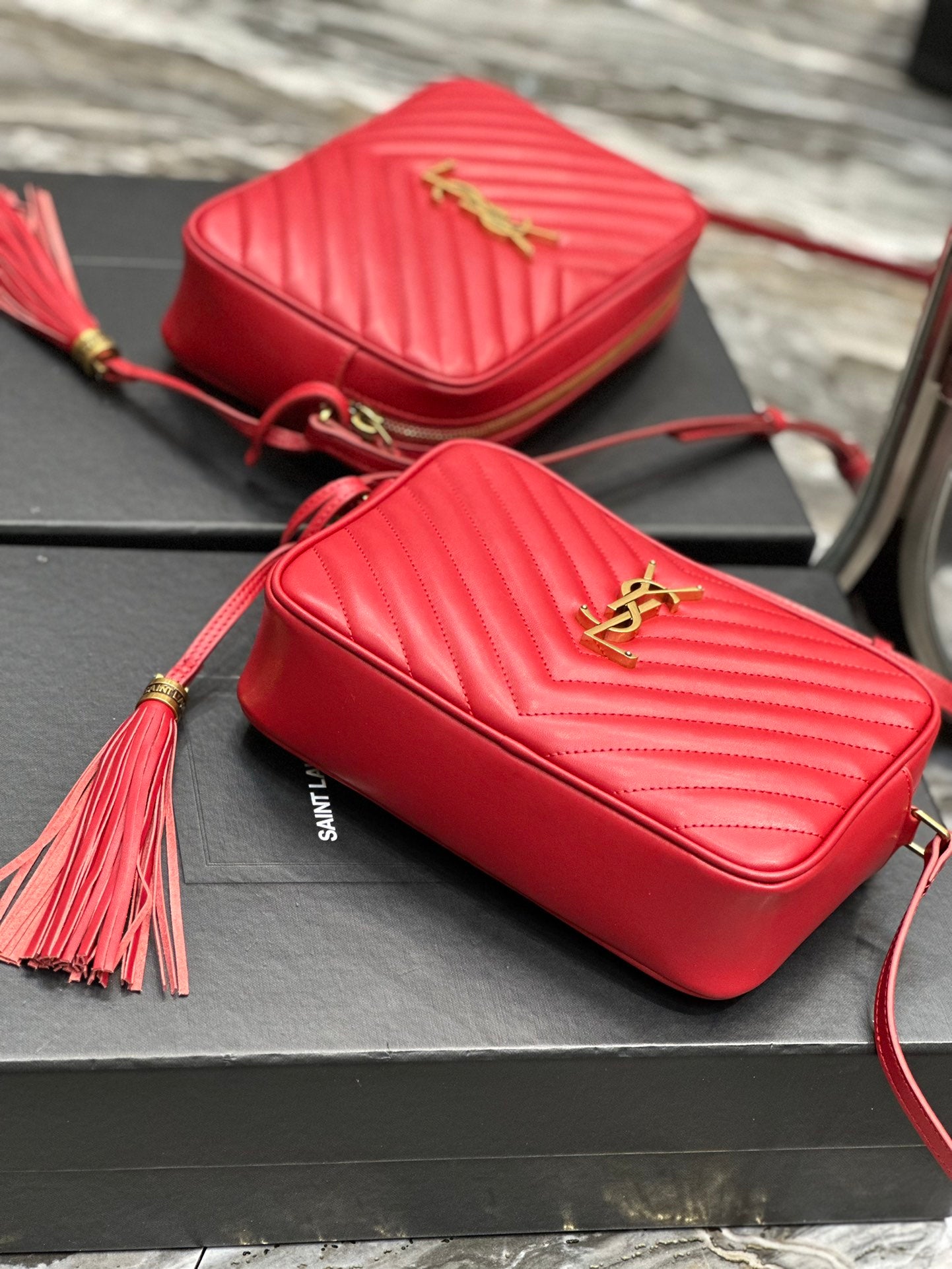 Saint Laurent Lou Camera Bag in Quilted Leather - Red