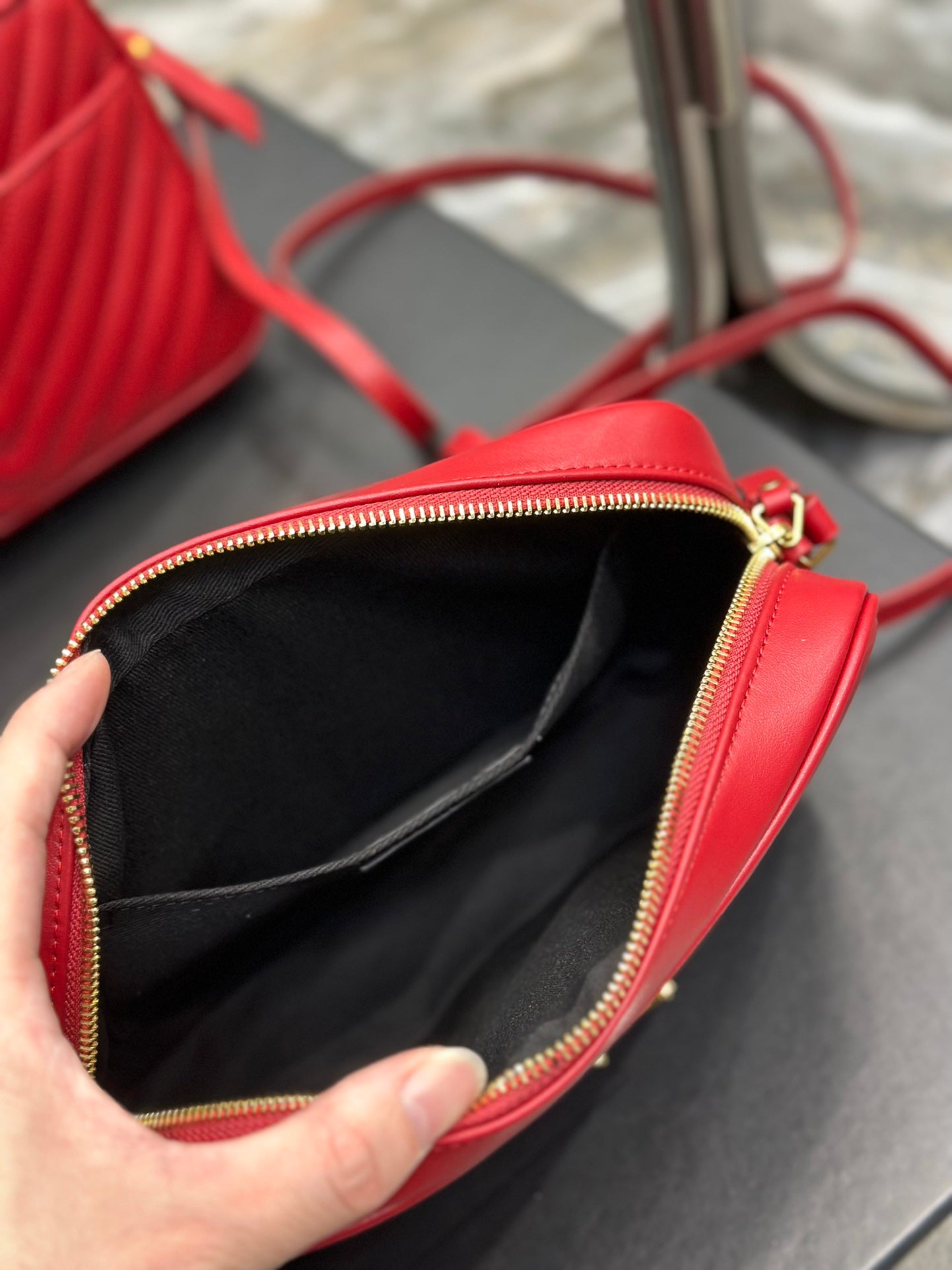Saint Laurent Lou Camera Bag in Quilted Leather - Red