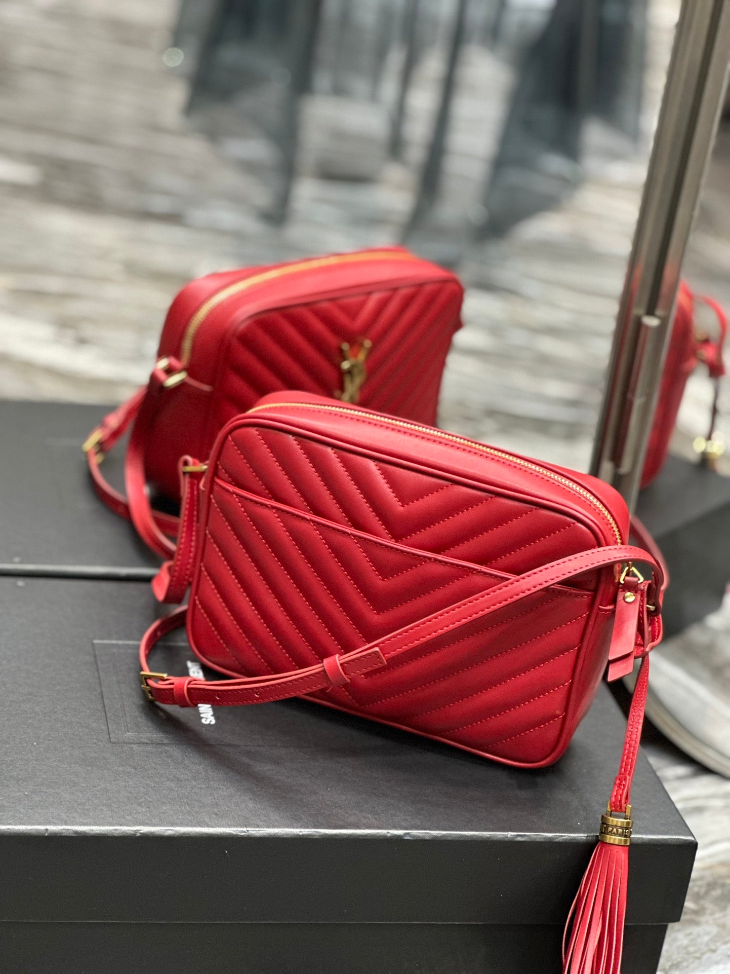 Saint Laurent Lou Camera Bag in Quilted Leather - Red