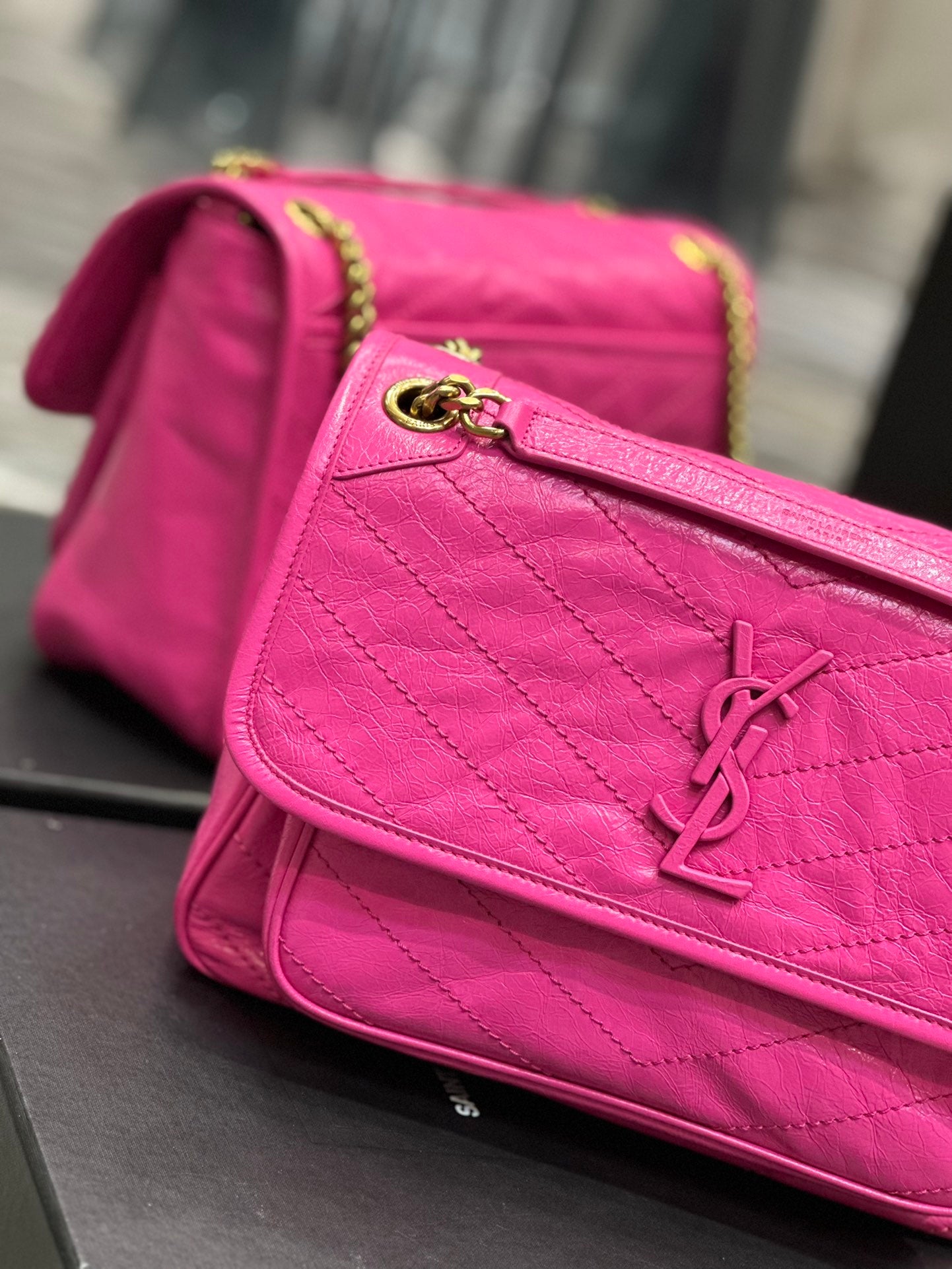 Saint Laurent Niki Medium Pink Quilted Leather Shoulder Bag