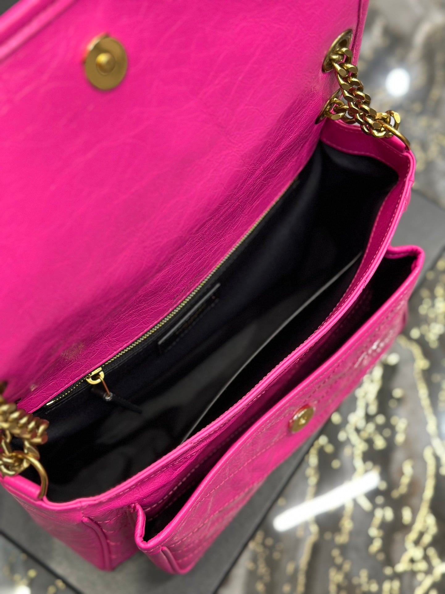 Saint Laurent Niki Medium Pink Quilted Leather Shoulder Bag