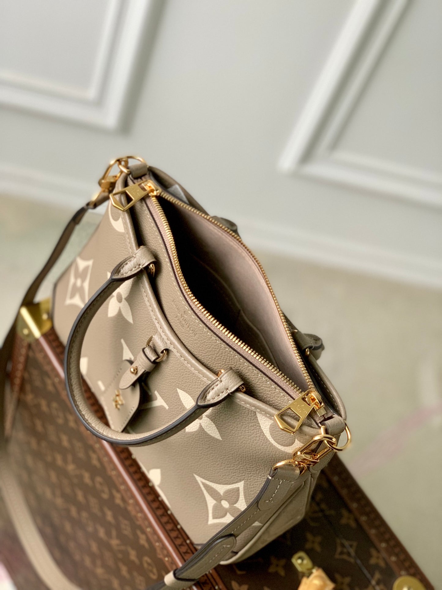 Louis Vuitton Madeleine MM Monogram Empreinte Giant Bicolor Leather Handbag - Turtledove/Cream