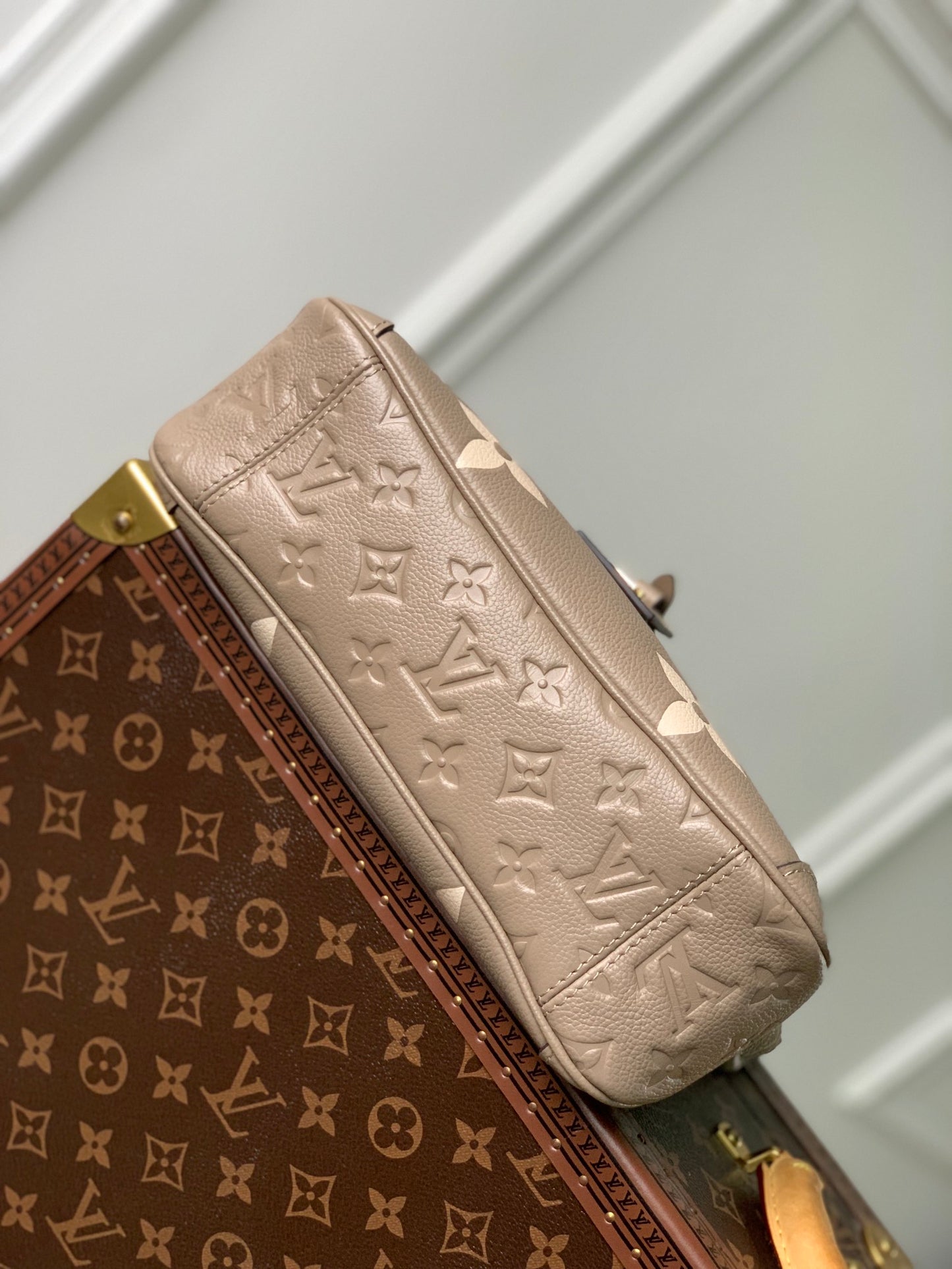 Louis Vuitton Madeleine MM Monogram Empreinte Giant Bicolor Leather Handbag - Turtledove/Cream