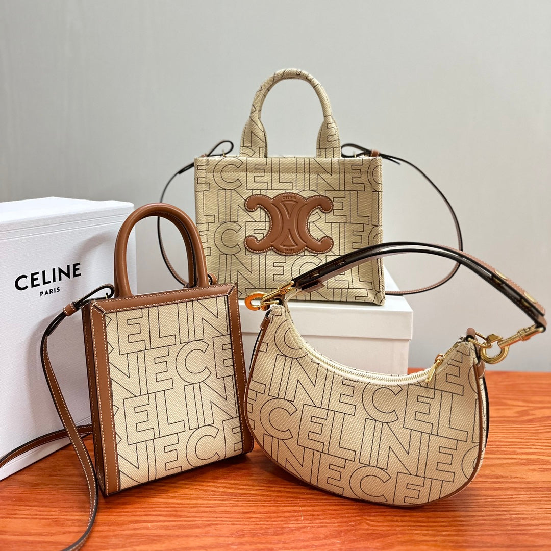 Celine Monogram Canvas Handbag Collection - Mini Cabas, Triomphe, and Ava Bags