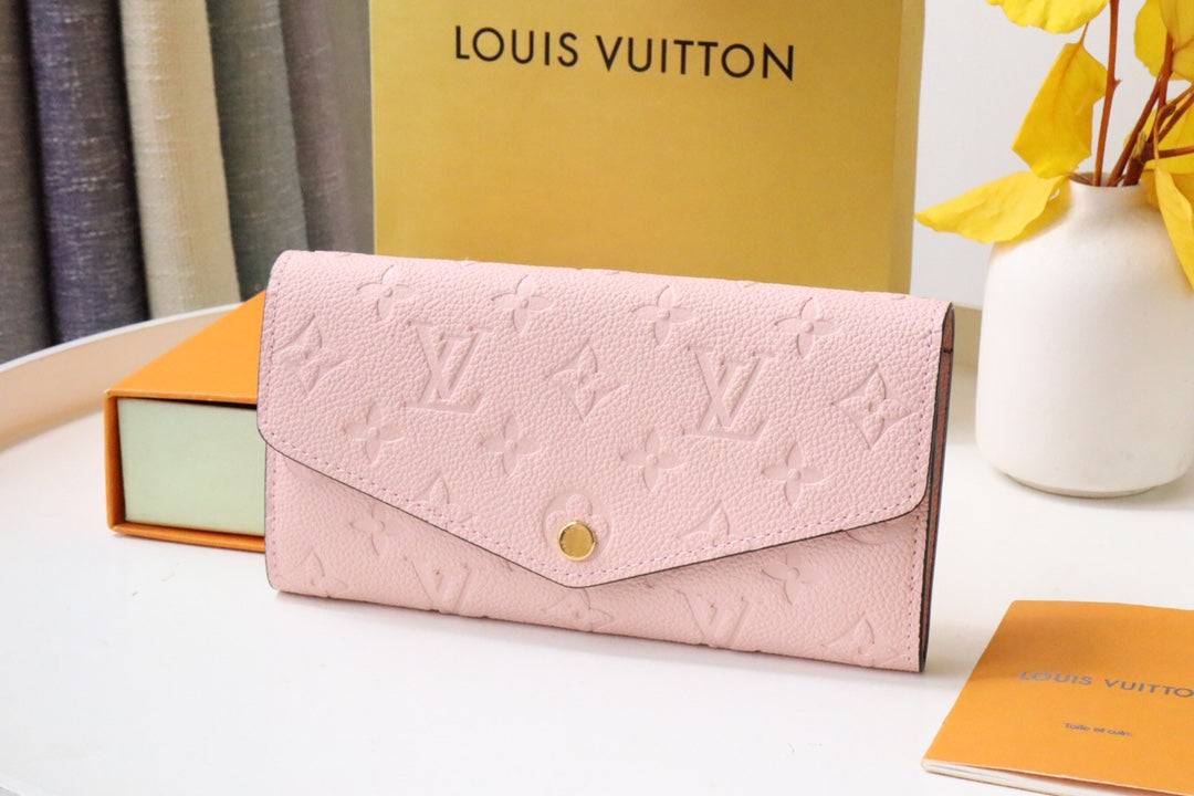 Louis Vuitton Sarah Wallet Monogram Empreinte Leather Light Pink