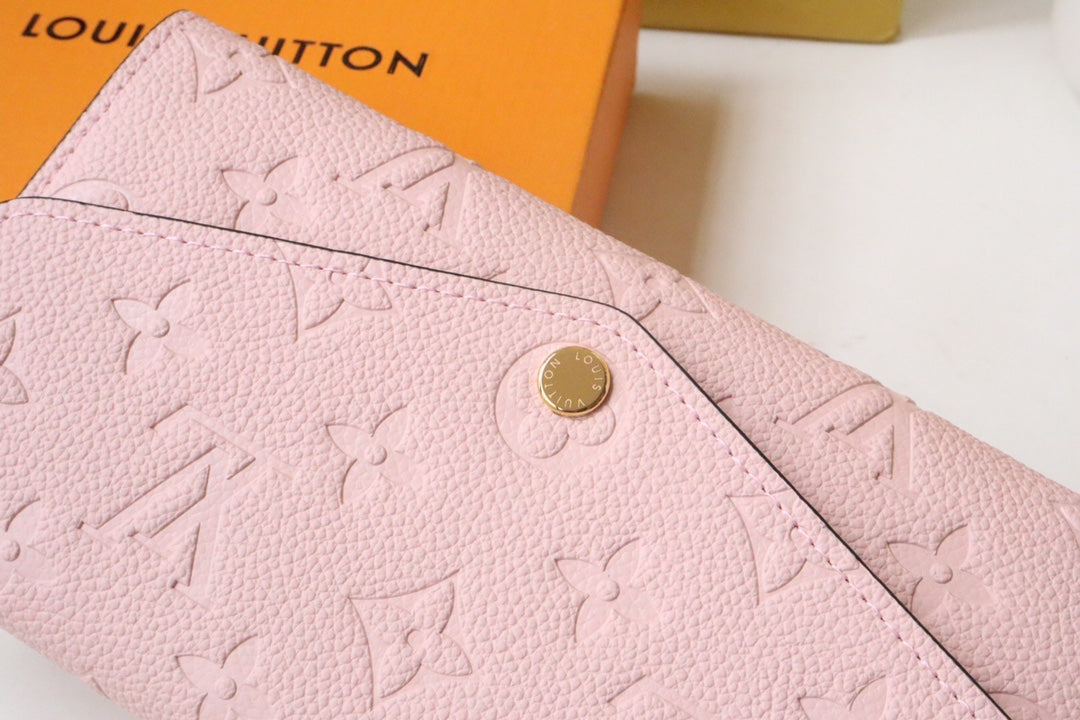Louis Vuitton Sarah Wallet Monogram Empreinte Leather Light Pink