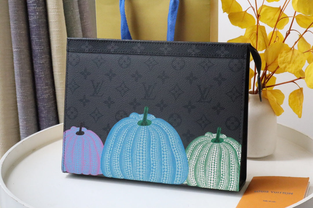 Decorative Pumpkin Print Cosmetic Pouch - Halloween & Fall Themed Makeup Bag