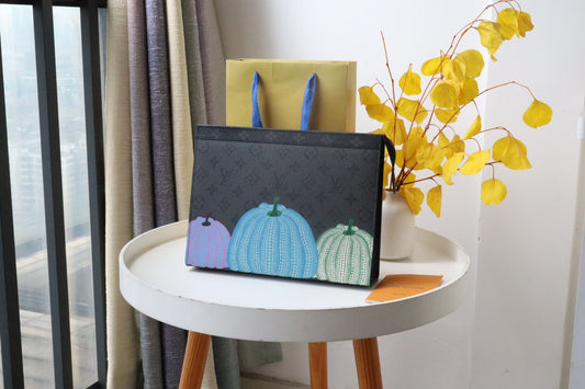 Decorative Pumpkin Print Cosmetic Pouch - Halloween &amp; Fall Themed Makeup Bag