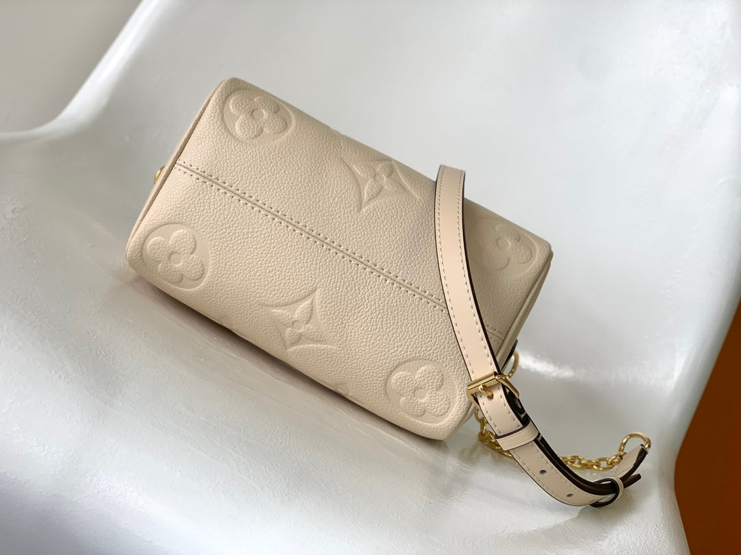 Louis Vuitton Speedy Bandoulière 20 Monogram Empreinte Leather Handbag - Beige