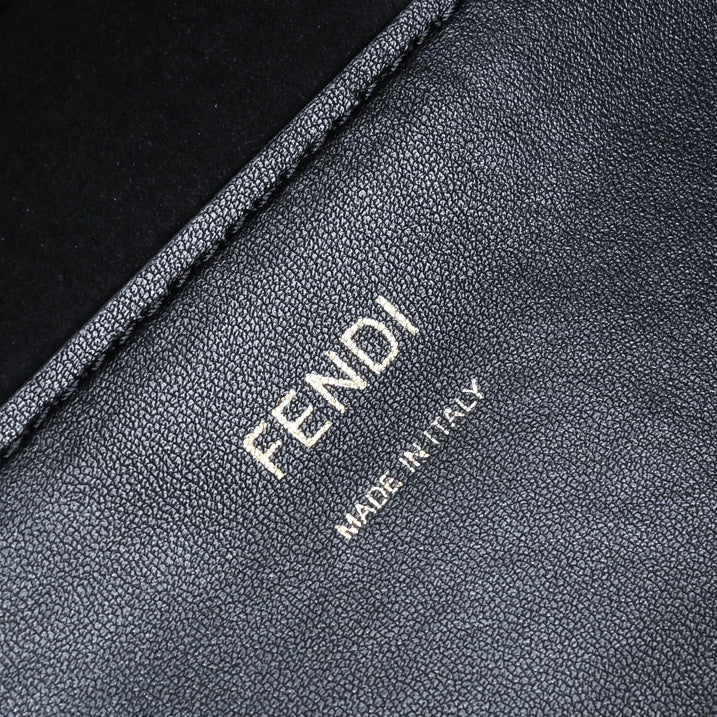 Fendi Sunshine Shopper Small Black Leather Tote Bag