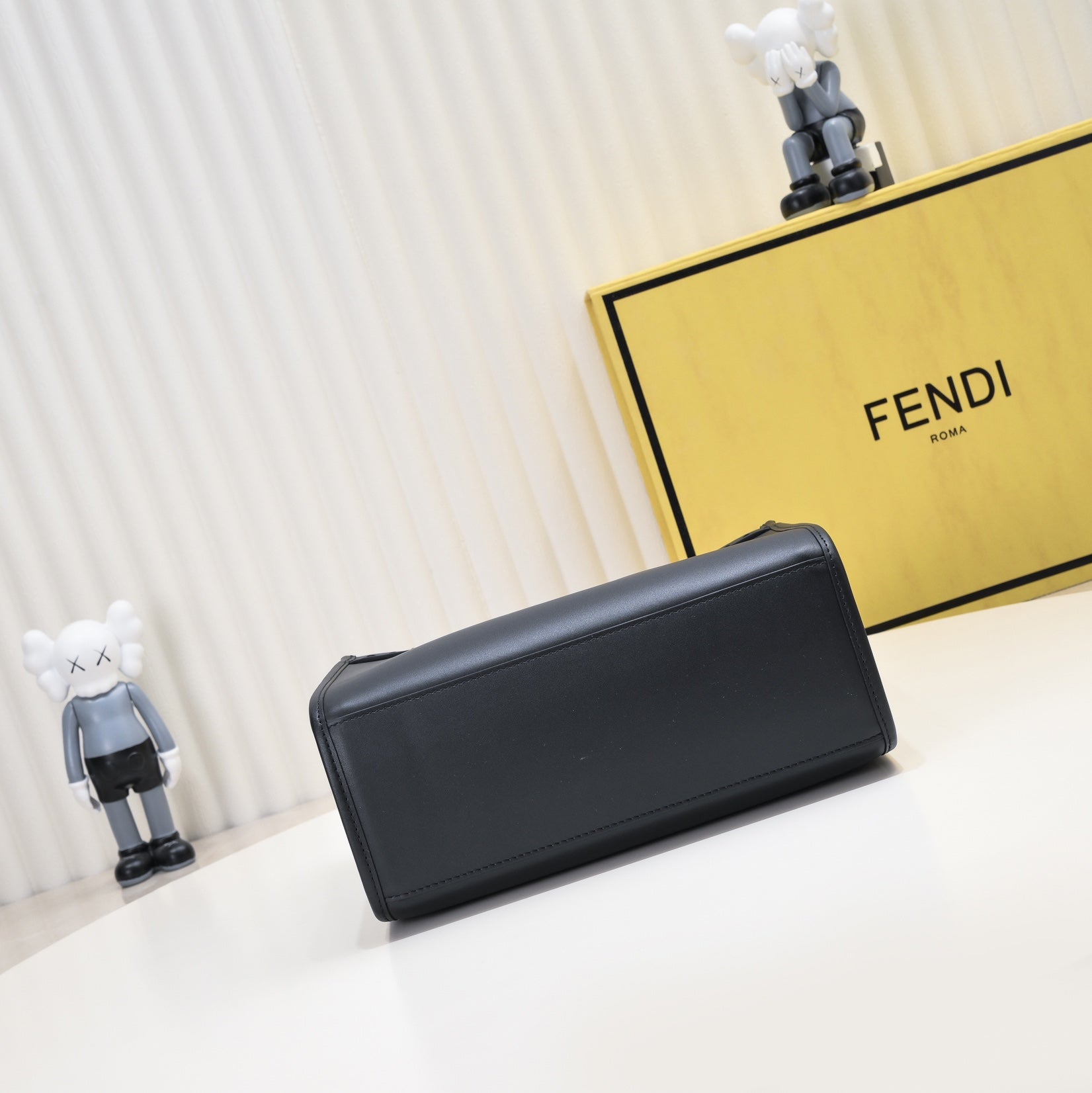 Fendi Sunshine Shopper Small Black Leather Tote Bag