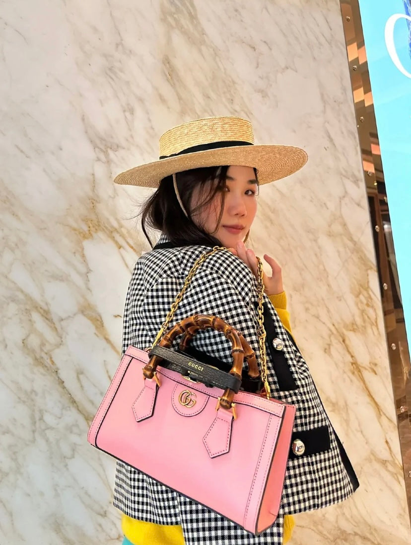 Gucci Diana Mini Tote Bag with Bamboo Handles - Pink Leather