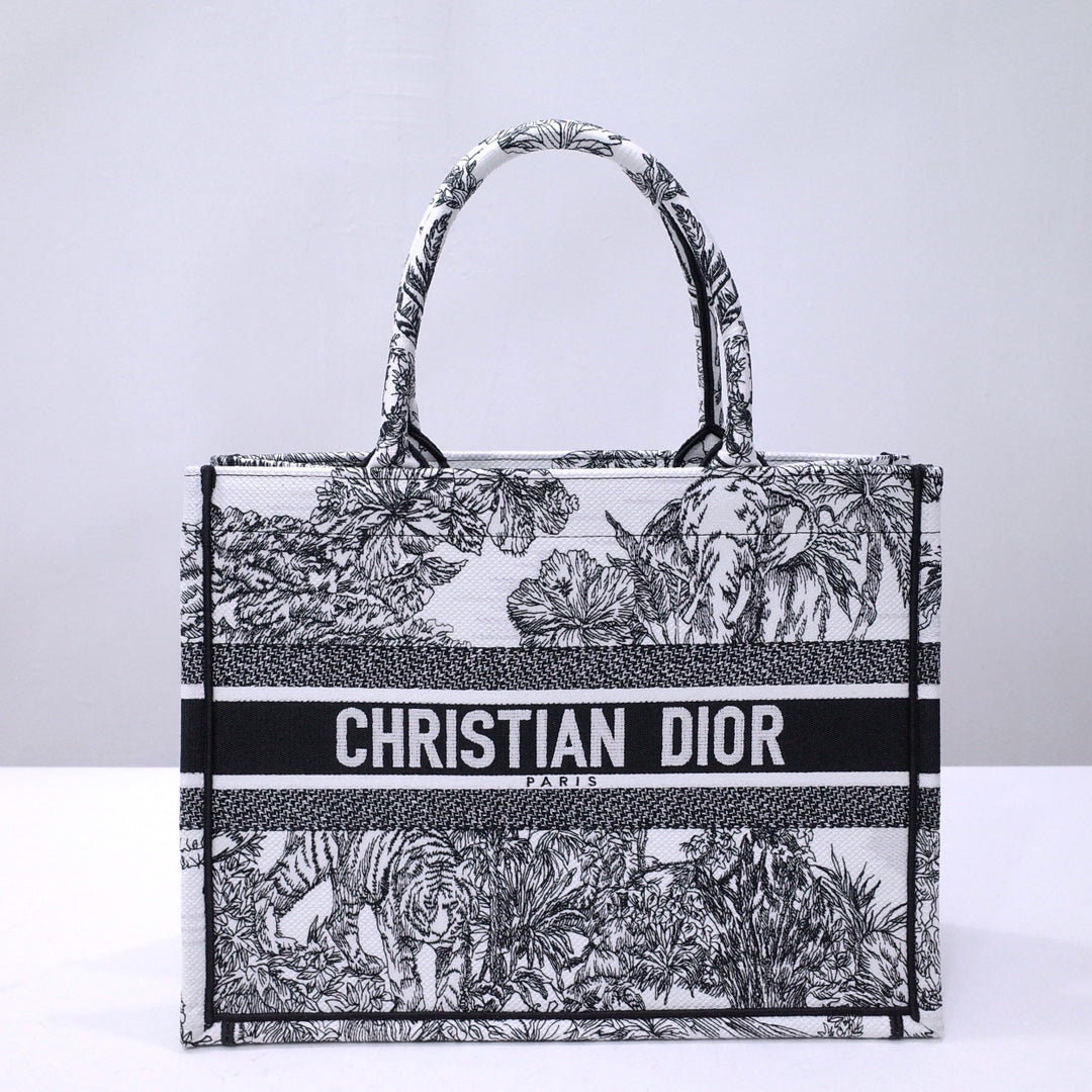 Christian Dior Book Tote - Toile de Jouy Reverse Embroidered Canvas Bag