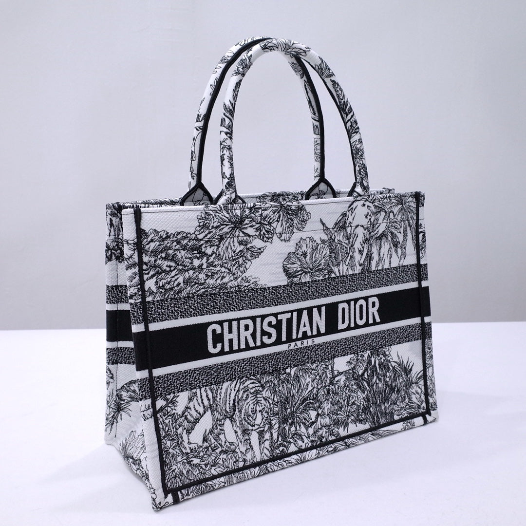 Christian Dior Book Tote - Toile de Jouy Reverse Embroidered Canvas Bag