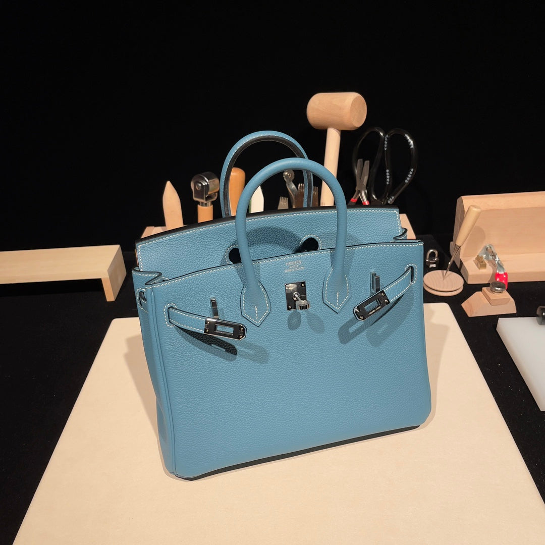 Hermès Birkin 25 Handbag in Celeste Swift Leather with Palladium Hardware