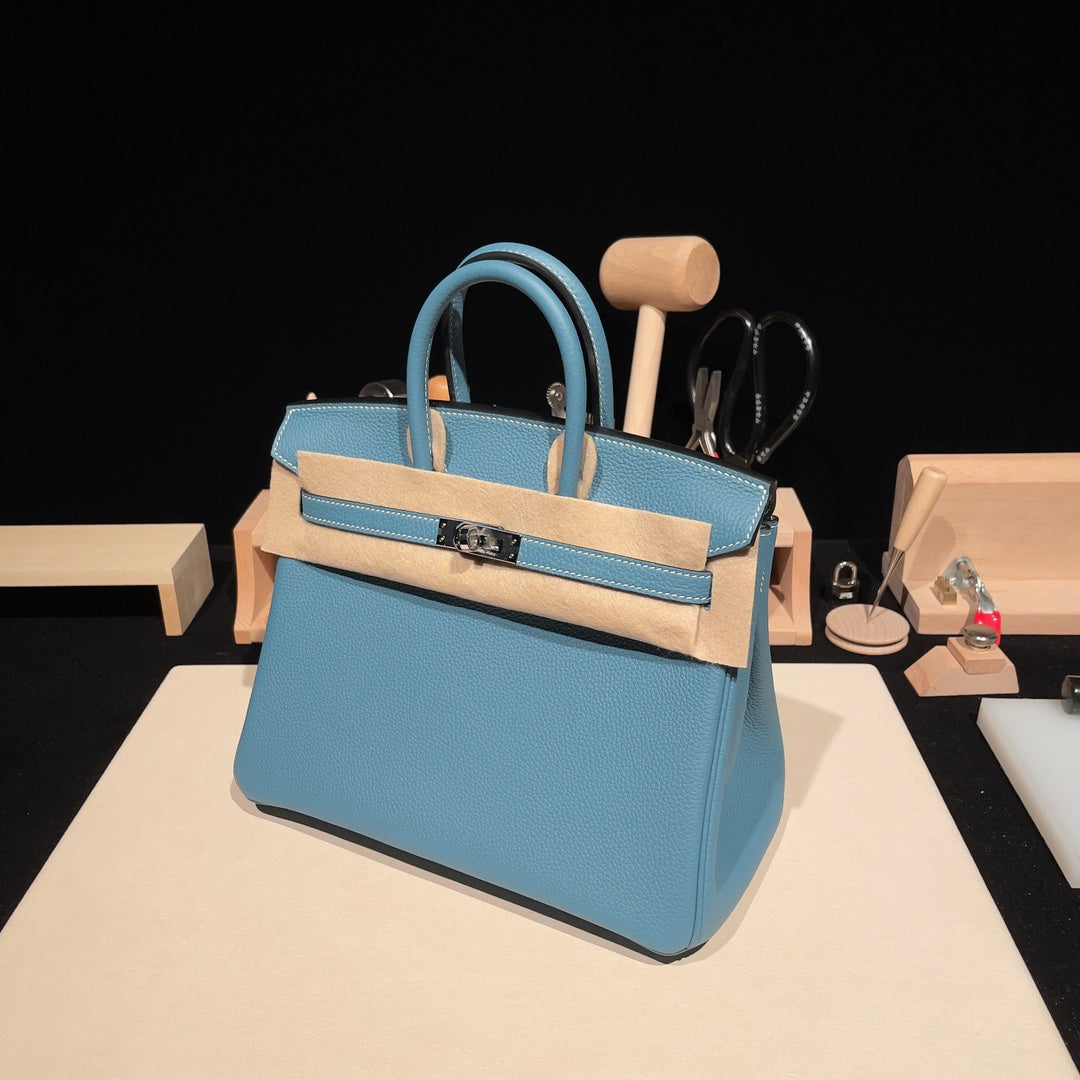Hermès Birkin 25 Handbag in Celeste Swift Leather with Palladium Hardware