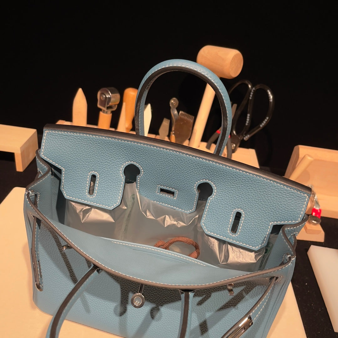 Hermès Birkin 25 Handbag in Celeste Swift Leather with Palladium Hardware