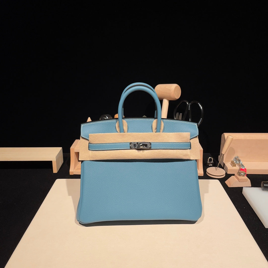 Hermès Birkin 25 Handbag in Celeste Swift Leather with Palladium Hardware