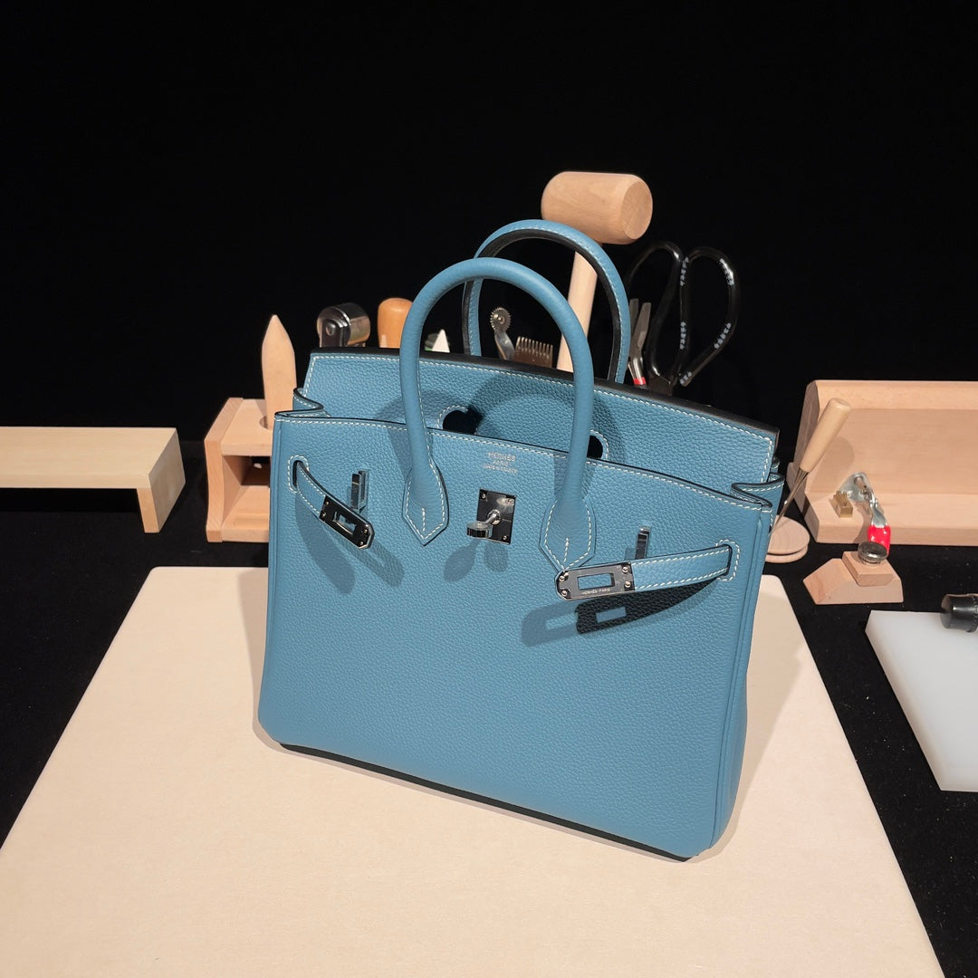 Hermès Birkin 25 Handbag in Celeste Swift Leather with Palladium Hardware