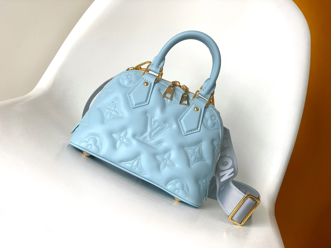 Louis Vuitton Alma BB Monogram Empreinte Leather Handbag - Light Blue