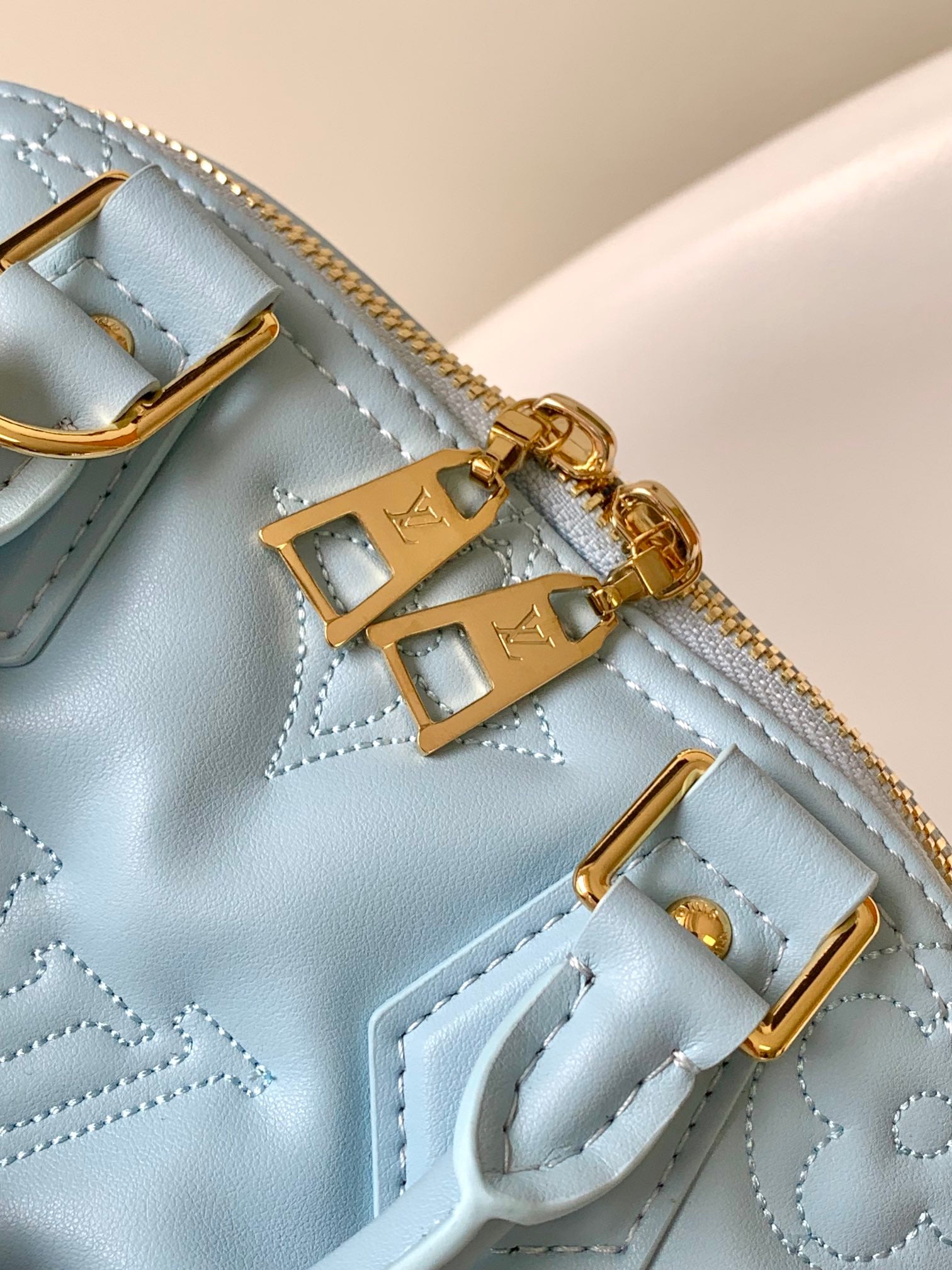 Louis Vuitton Alma BB Monogram Empreinte Leather Handbag - Light Blue