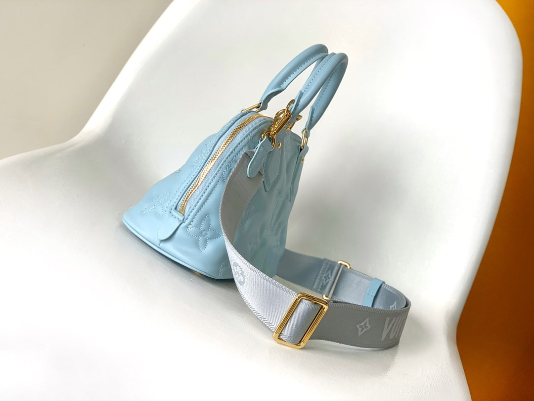 Louis Vuitton Alma BB Monogram Empreinte Leather Handbag - Light Blue