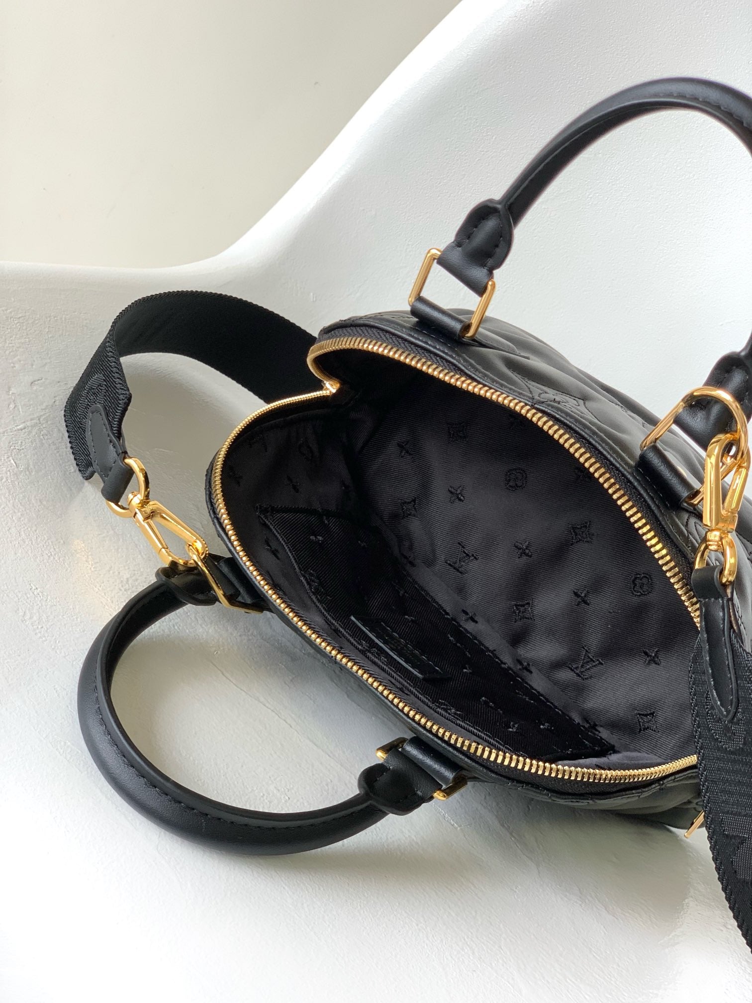 Louis Vuitton Alma BB Bubblegram Leather Handbag - Black