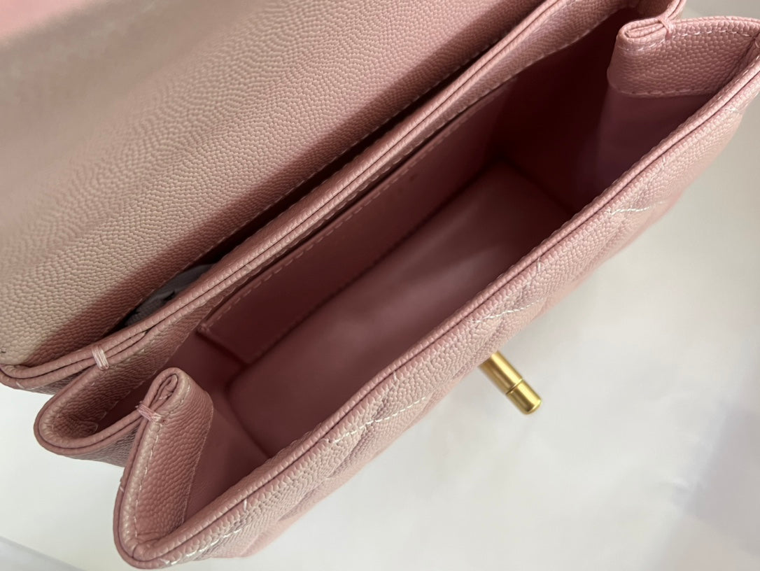Chanel Small Flap Bag with Top Handle - Pink Quilted Lambskin with Gold-Tone Hardware