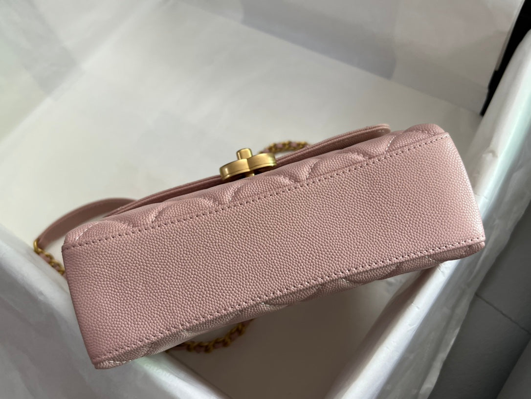 Chanel Small Flap Bag with Top Handle - Pink Quilted Lambskin with Gold-Tone Hardware