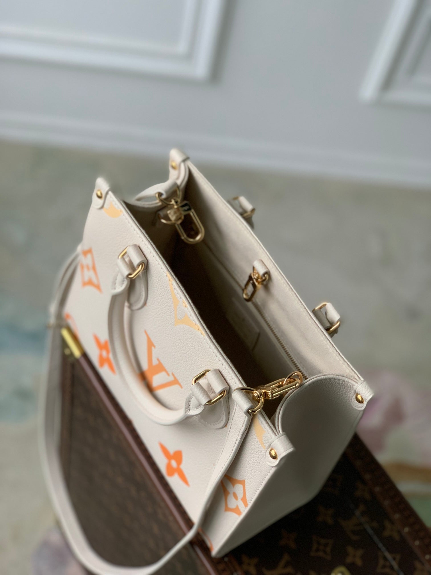 Louis Vuitton OnTheGo PM Monogram Empreinte Leather Tote Bag - Cream Gradient