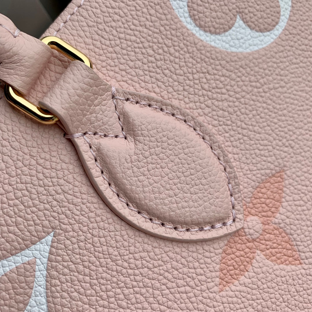 Louis Vuitton Onthego MM Monogram Empreinte Giant Leather Tote - Rose Trianon/Creme Pink