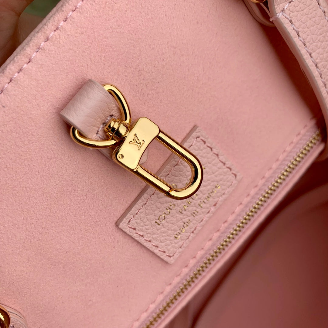 Louis Vuitton Onthego MM Monogram Empreinte Giant Leather Tote - Rose Trianon/Creme Pink