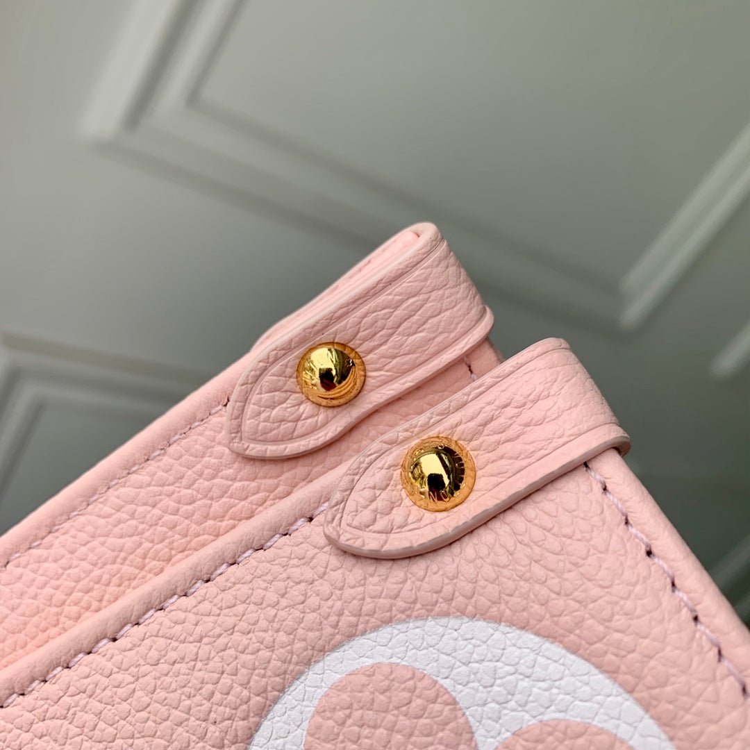Louis Vuitton Onthego MM Monogram Empreinte Giant Leather Tote - Rose Trianon/Creme Pink