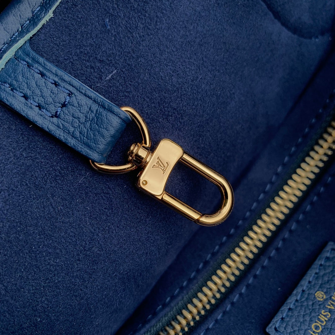 Louis Vuitton Neverfull MM Navy Monogram Empreinte Leather Tote Bag