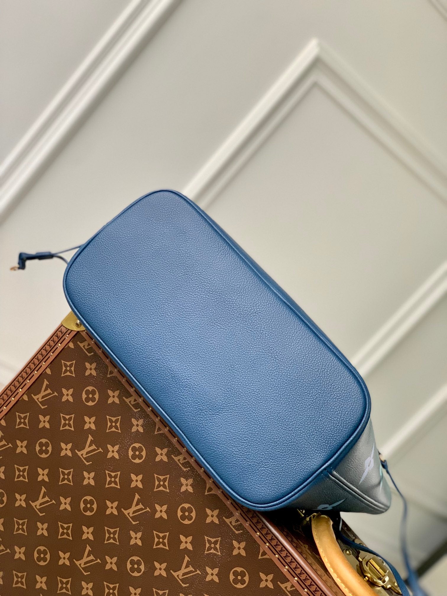 Louis Vuitton Neverfull MM Navy Monogram Empreinte Leather Tote Bag