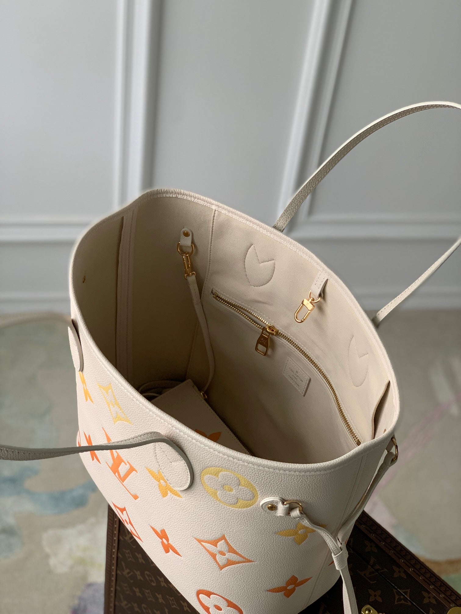 Louis Vuitton Neverfull MM Monogram Empreinte Leather Tote Bag - Rose Trianon/Saffron