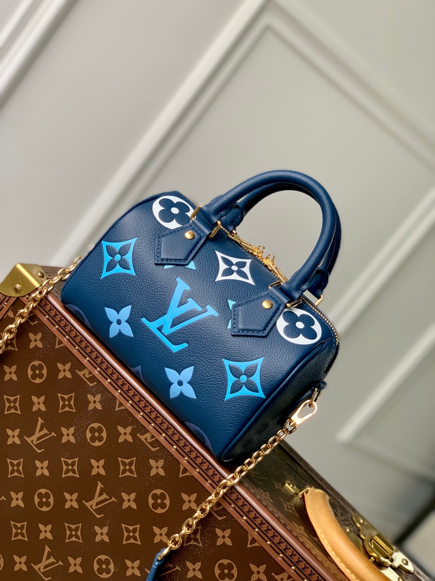 Louis Vuitton Speedy Bandoulière 20 Monogram Empreinte Giant Blue