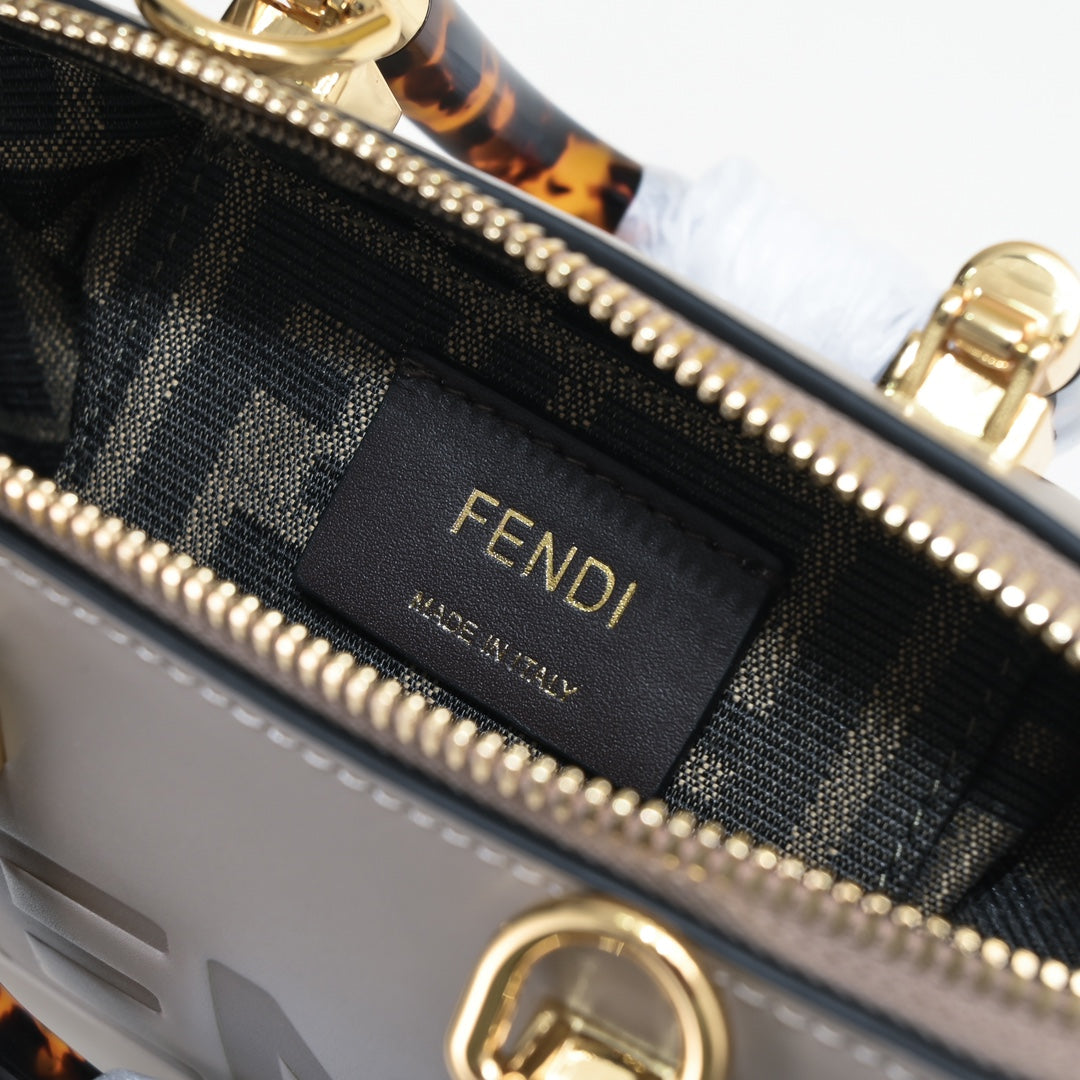 Fendi Roma By The Way Mini Grey Leather Boston Bag