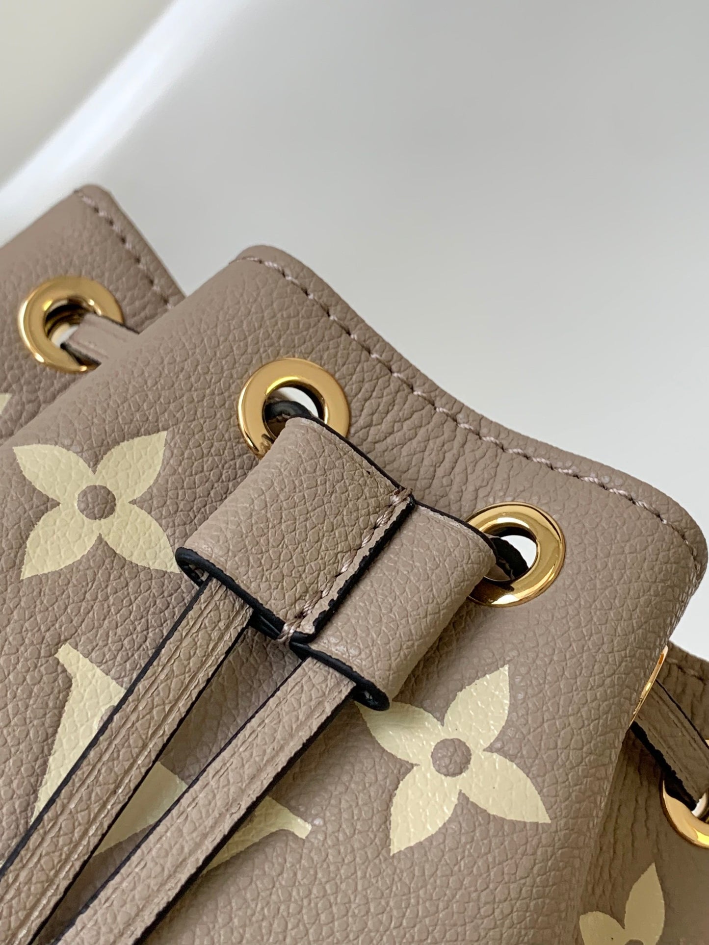 Louis Vuitton Nano Noé Bucket Bag - Bicolor Monogram Empreinte Leather - Turtledove/Cream