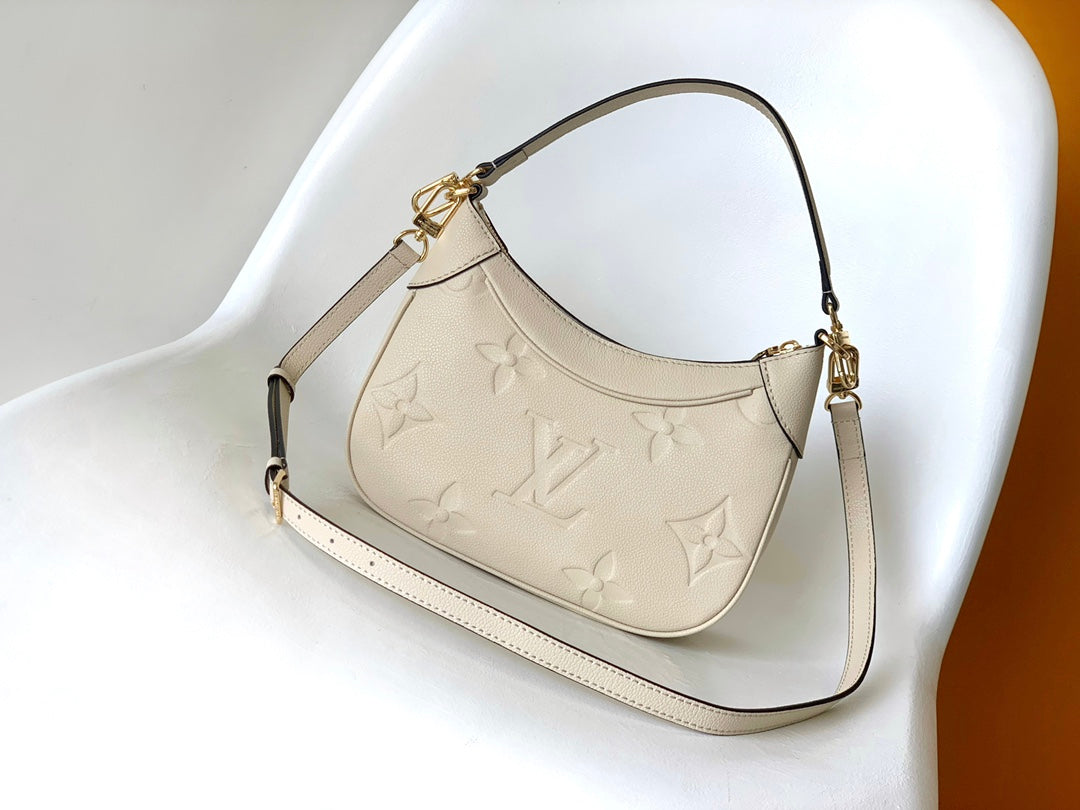 Louis Vuitton Bagatelle Hobo Bag in Monogram Empreinte Leather - Crème Beige