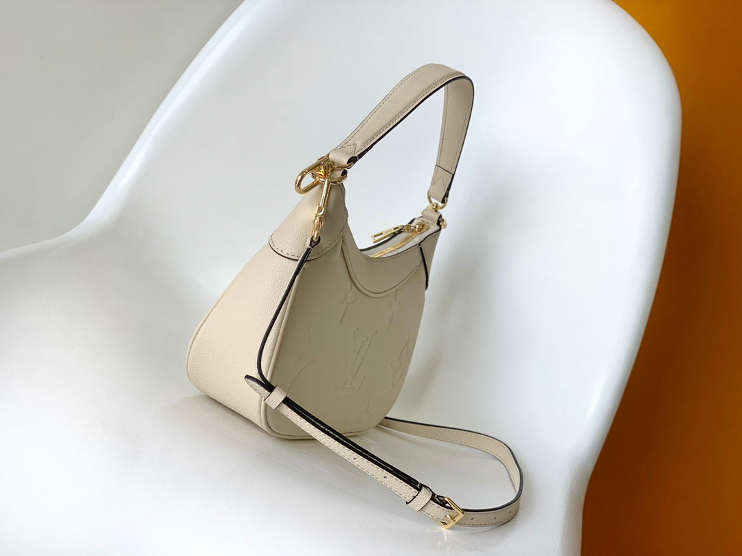 Louis Vuitton Bagatelle Hobo Bag in Monogram Empreinte Leather - Crème Beige
