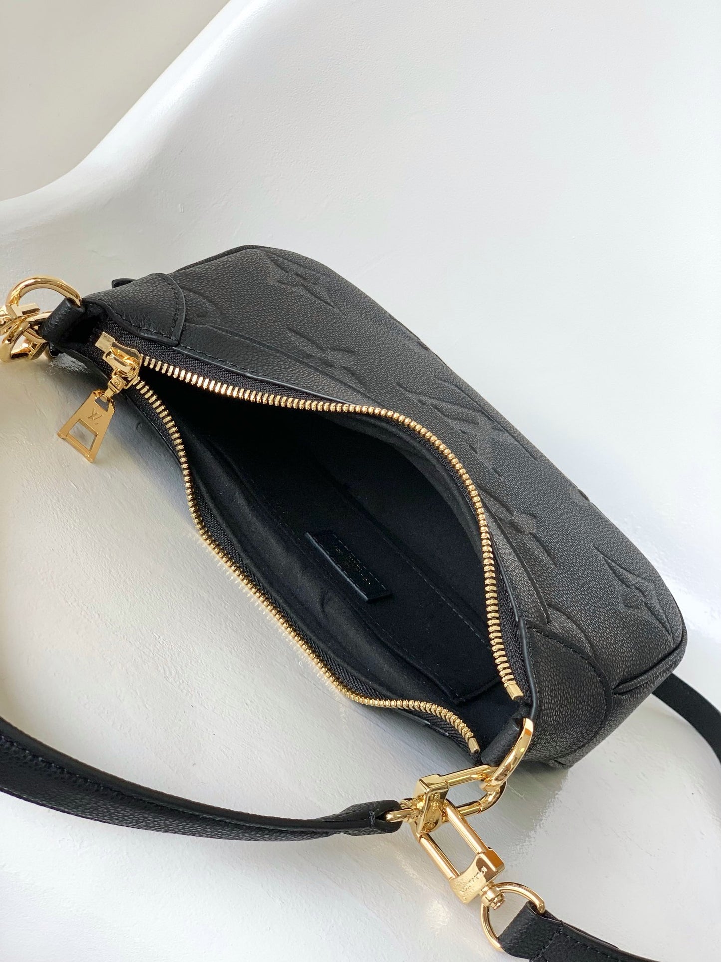 Louis Vuitton Bagatelle Monogram Empreinte Leather Handbag - Black