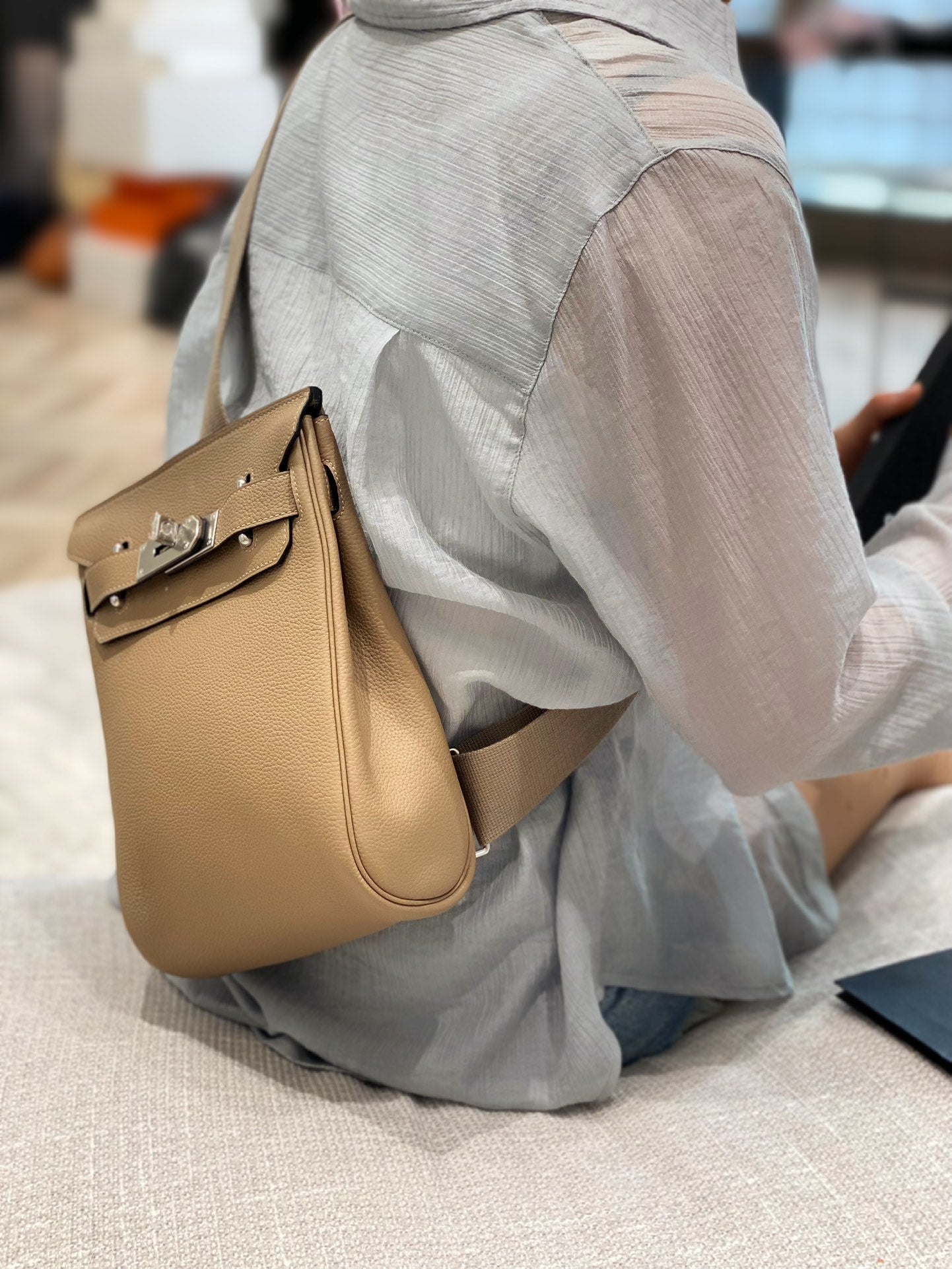 Minimalist Tan Leather Crossbody Flap Bag for Women