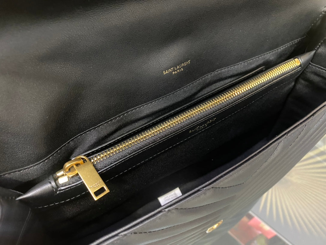 Saint Laurent College Medium Quilted Leather Shoulder Bag - Black