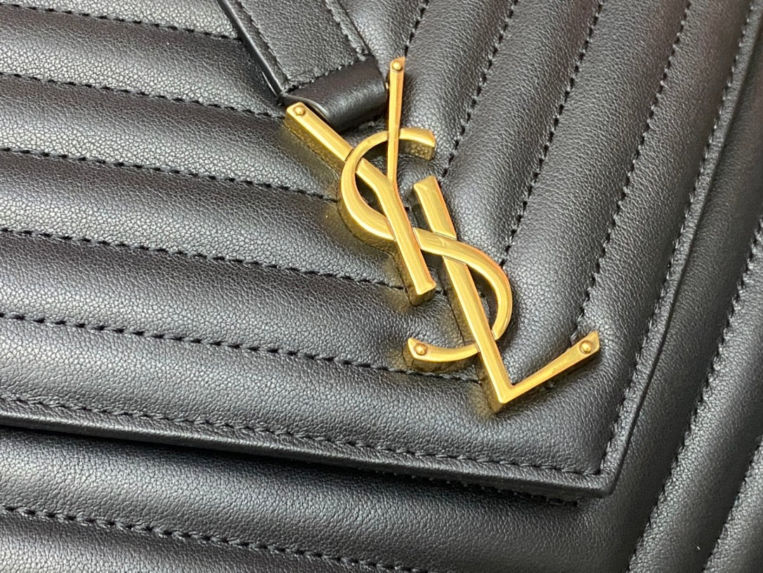 Saint Laurent College Medium Quilted Leather Shoulder Bag - Black