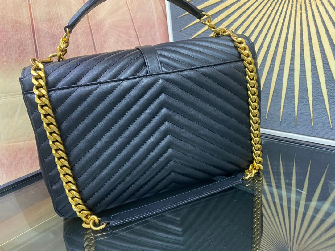 Saint Laurent College Medium Quilted Leather Shoulder Bag - Black