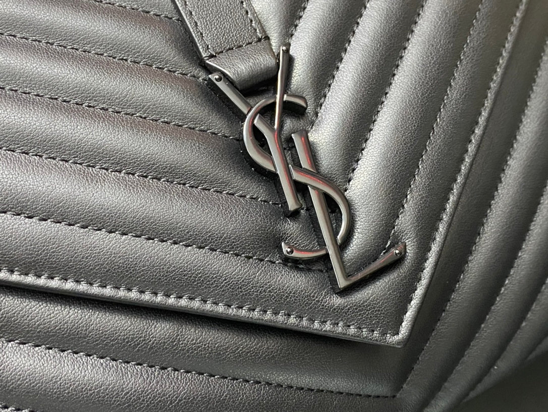 Saint Laurent Medium College Monogram Shoulder Bag - Black Quilted Leather