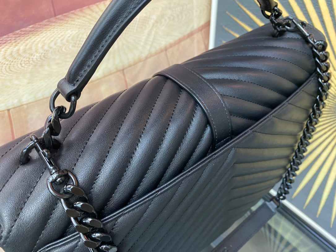 Saint Laurent Medium College Monogram Shoulder Bag - Black Quilted Leather